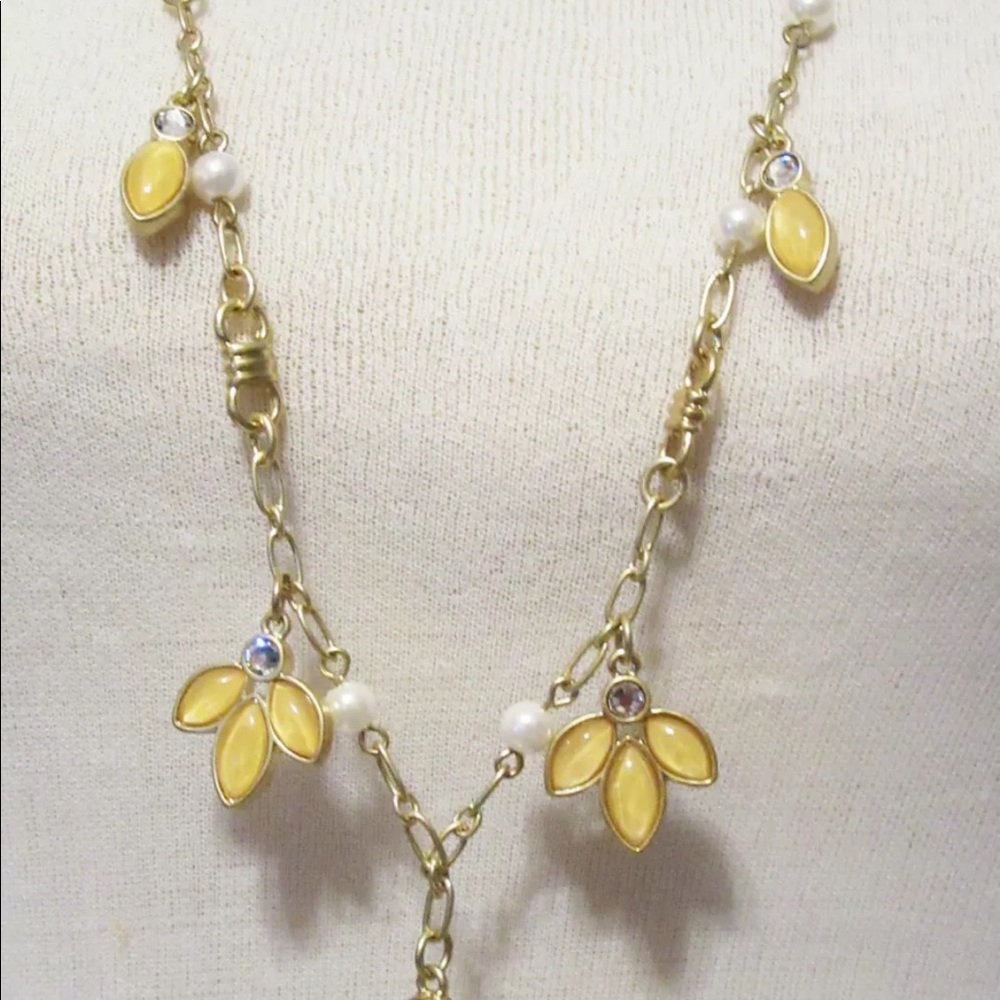 NWT Lia Sophia Lotus River Floral Long Necklace, Gold tone.  Unique & Gorgeous - Picture 4 of 7